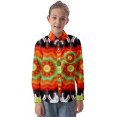 Abstract-kaleidoscope-colored Kids  Long Sleeve Shirt by Bedest