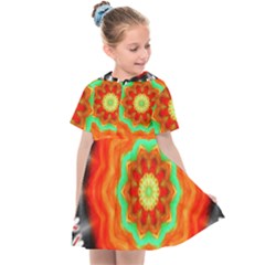 Abstract-kaleidoscope-colored Kids  Sailor Dress by Bedest