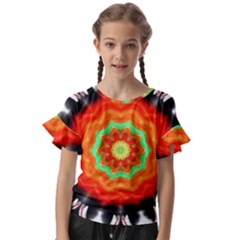 Abstract-kaleidoscope-colored Kids  Cut Out Flutter Sleeves by Bedest