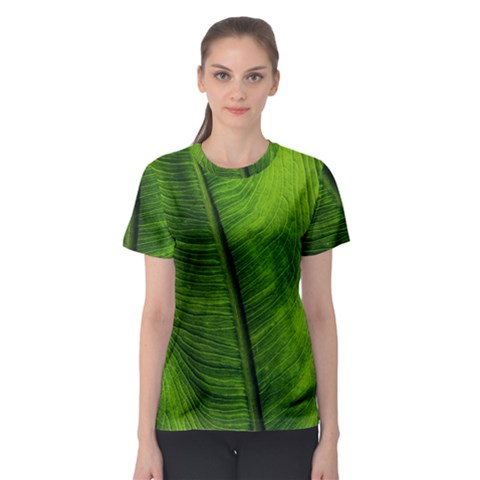 Green-leaf-plant-freshness-color Women s Sport Mesh T-shirt by Bedest