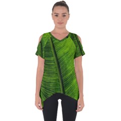 Green-leaf-plant-freshness-color Cut Out Side Drop T-shirt by Bedest