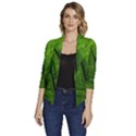 Green-leaf-plant-freshness-color Women s Draped Front 3/4 Sleeve Shawl Collar Jacket View1