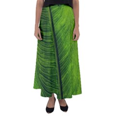 Green-leaf-plant-freshness-color Flared Maxi Skirt