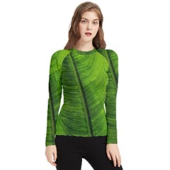 Green-leaf-plant-freshness-color Women s Long Sleeve Rash Guard by Bedest