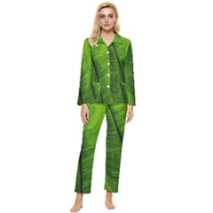 Green-leaf-plant-freshness-color Womens  Long Sleeve Velvet Pocket Pajamas Set by Bedest