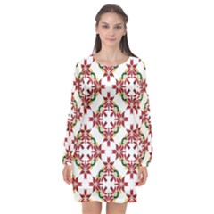 Christmas-wallpaper-background Long Sleeve Chiffon Shift Dress  by Bedest