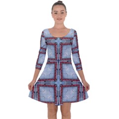 Pattern-cross-geometric-shape Quarter Sleeve Skater Dress by Bedest