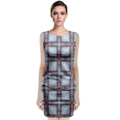 Pattern-cross-geometric-shape Classic Sleeveless Midi Dress by Bedest