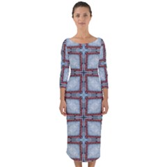 Pattern-cross-geometric-shape Quarter Sleeve Midi Bodycon Dress by Bedest