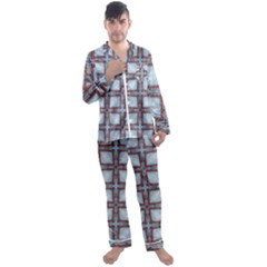 Pattern-cross-geometric-shape Men s Long Sleeve Satin Pajamas Set by Bedest