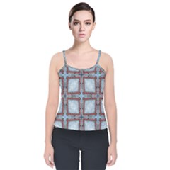 Pattern-cross-geometric-shape Velvet Spaghetti Strap Top by Bedest