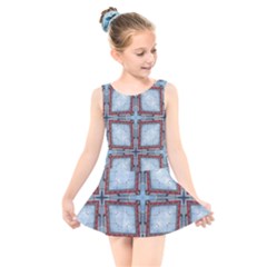 Pattern-cross-geometric-shape Kids  Skater Dress Swimsuit by Bedest