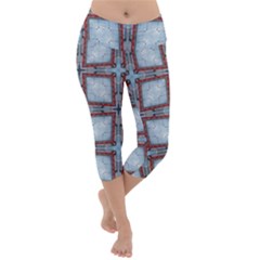 Pattern-cross-geometric-shape Lightweight Velour Capri Yoga Leggings by Bedest