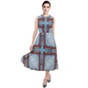 Pattern-cross-geometric-shape Round Neck Boho Dress View1