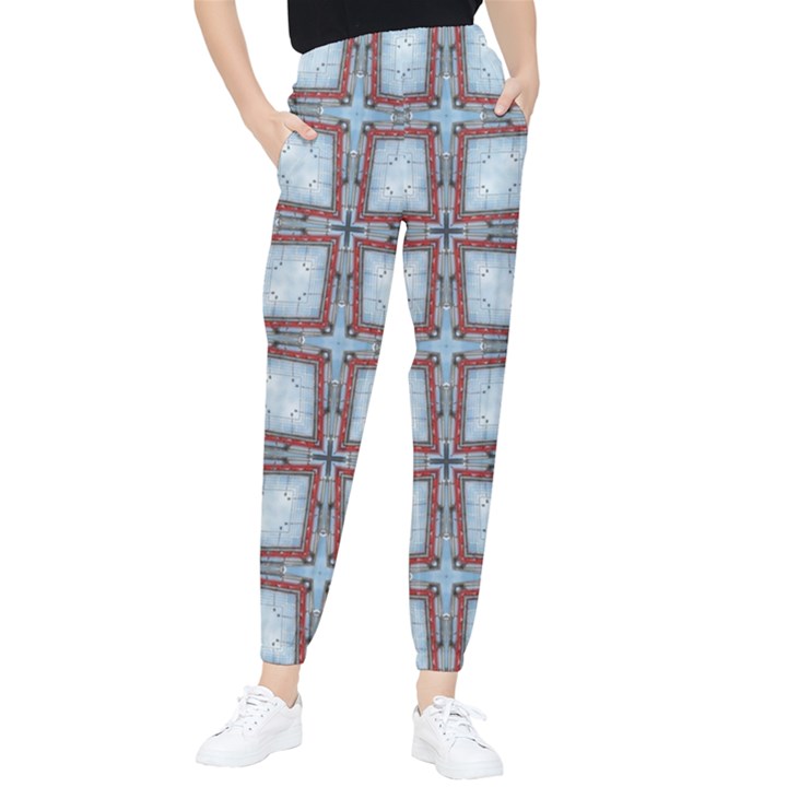 Pattern-cross-geometric-shape Women s Tapered Pants