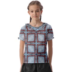 Pattern-cross-geometric-shape Kids  Frill Chiffon Blouse by Bedest