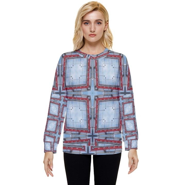 Pattern-cross-geometric-shape Hidden Pocket Sweatshirt