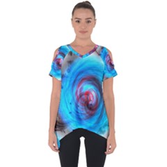 Abstract-kaleidoscope-pattern Cut Out Side Drop T-shirt by Bedest