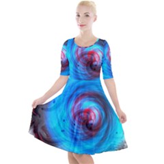 Abstract-kaleidoscope-pattern Quarter Sleeve A-line Dress by Bedest