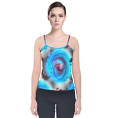 Abstract-kaleidoscope-pattern Velvet Spaghetti Strap Top by Bedest