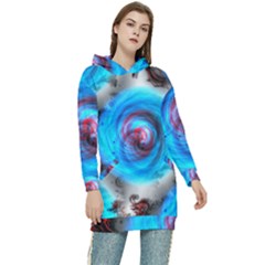 Abstract-kaleidoscope-pattern Women s Long Oversized Pullover Hoodie