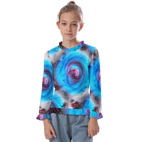 Abstract-kaleidoscope-pattern Kids  Frill Detail T-shirt by Bedest