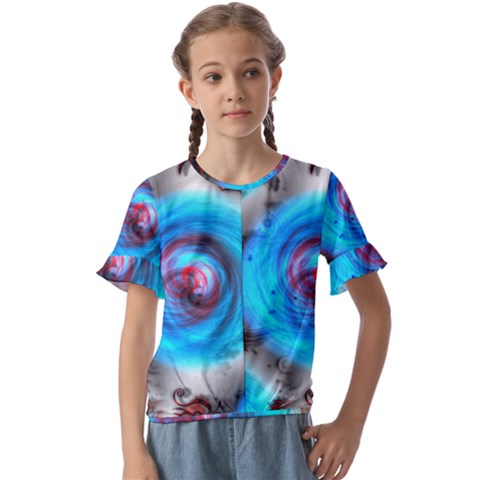 Abstract-kaleidoscope-pattern Kids  Cuff Sleeve Scrunch Bottom T-shirt by Bedest