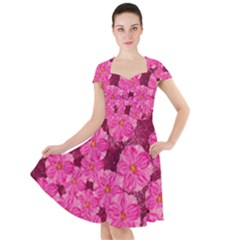 Cherry-blossoms-floral-design Cap Sleeve Midi Dress by Bedest