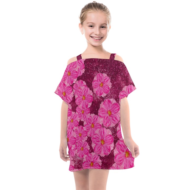 Cherry-blossoms-floral-design Kids  One Piece Chiffon Dress