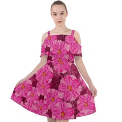 Cherry-blossoms-floral-design Cut Out Shoulders Chiffon Dress by Bedest