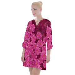 Cherry-blossoms-floral-design Open Neck Shift Dress by Bedest