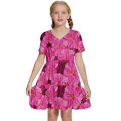 Cherry-blossoms-floral-design Kids  Short Sleeve Tiered Mini Dress by Bedest