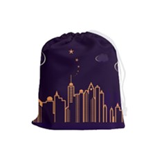 Skyscraper Town Urban Towers Drawstring Pouch (large) by pakminggu