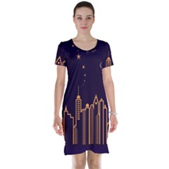 Skyscraper Town Urban Towers Short Sleeve Nightdress by pakminggu