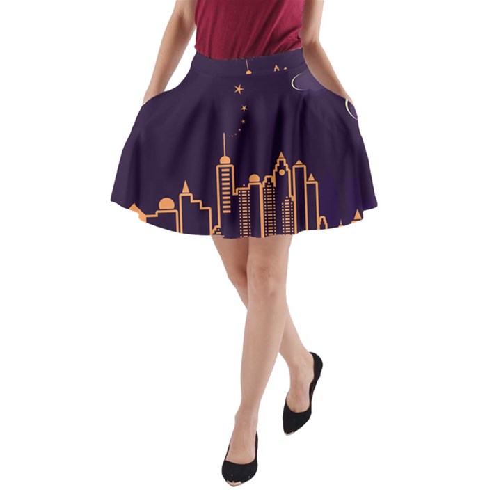 Skyscraper Town Urban Towers A-Line Pocket Skirt