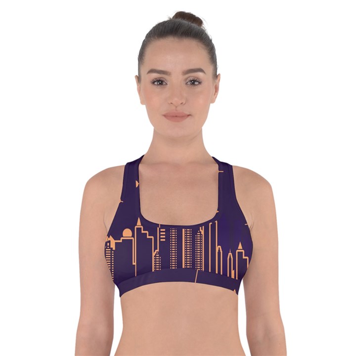 Skyscraper Town Urban Towers Cross Back Sports Bra