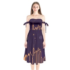 Skyscraper Town Urban Towers Shoulder Tie Bardot Midi Dress by pakminggu