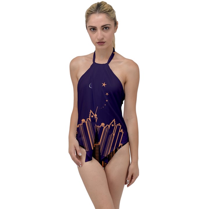 Skyscraper Town Urban Towers Go with the Flow One Piece Swimsuit