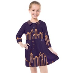 Skyscraper Town Urban Towers Kids  Quarter Sleeve Shirt Dress by pakminggu