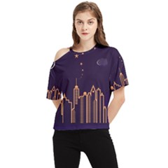 Skyscraper Town Urban Towers One Shoulder Cut Out T-shirt by pakminggu