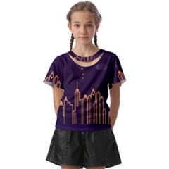 Skyscraper Town Urban Towers Kids  Front Cut T-shirt by pakminggu