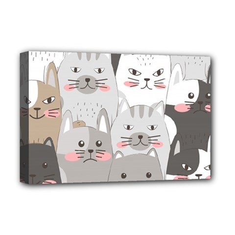 Cute Cats Seamless Pattern Deluxe Canvas 18  x 12  (Stretched)