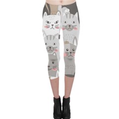 Cute Cats Seamless Pattern Capri Leggings 