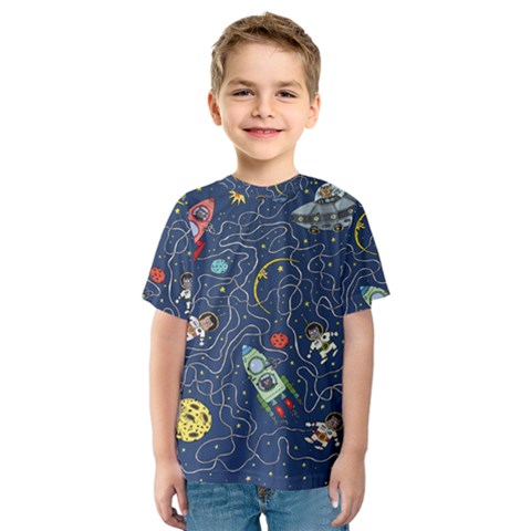 Cat-cosmos-cosmonaut-rocket Kids  Sport Mesh T-shirt by pakminggu