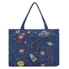 Cat-cosmos-cosmonaut-rocket Zipper Medium Tote Bag