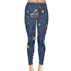 Cat-cosmos-cosmonaut-rocket Inside Out Leggings by pakminggu