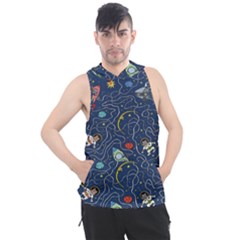 Cat-cosmos-cosmonaut-rocket Men s Sleeveless Hoodie by pakminggu