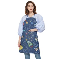 Cat-cosmos-cosmonaut-rocket Pocket Apron by pakminggu