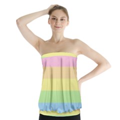 Cute Pastel Rainbow Striped Pattern Strapless Top