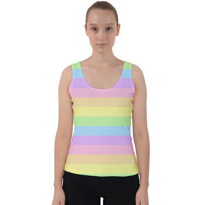 Cute Pastel Rainbow Striped Pattern Velvet Tank Top